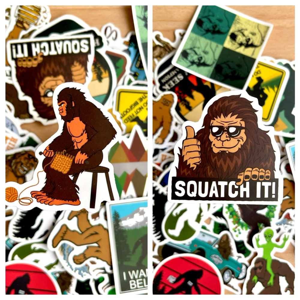 100 pcs | 2 packs of 50 pcs Bigfoot Sasquatch Stickers